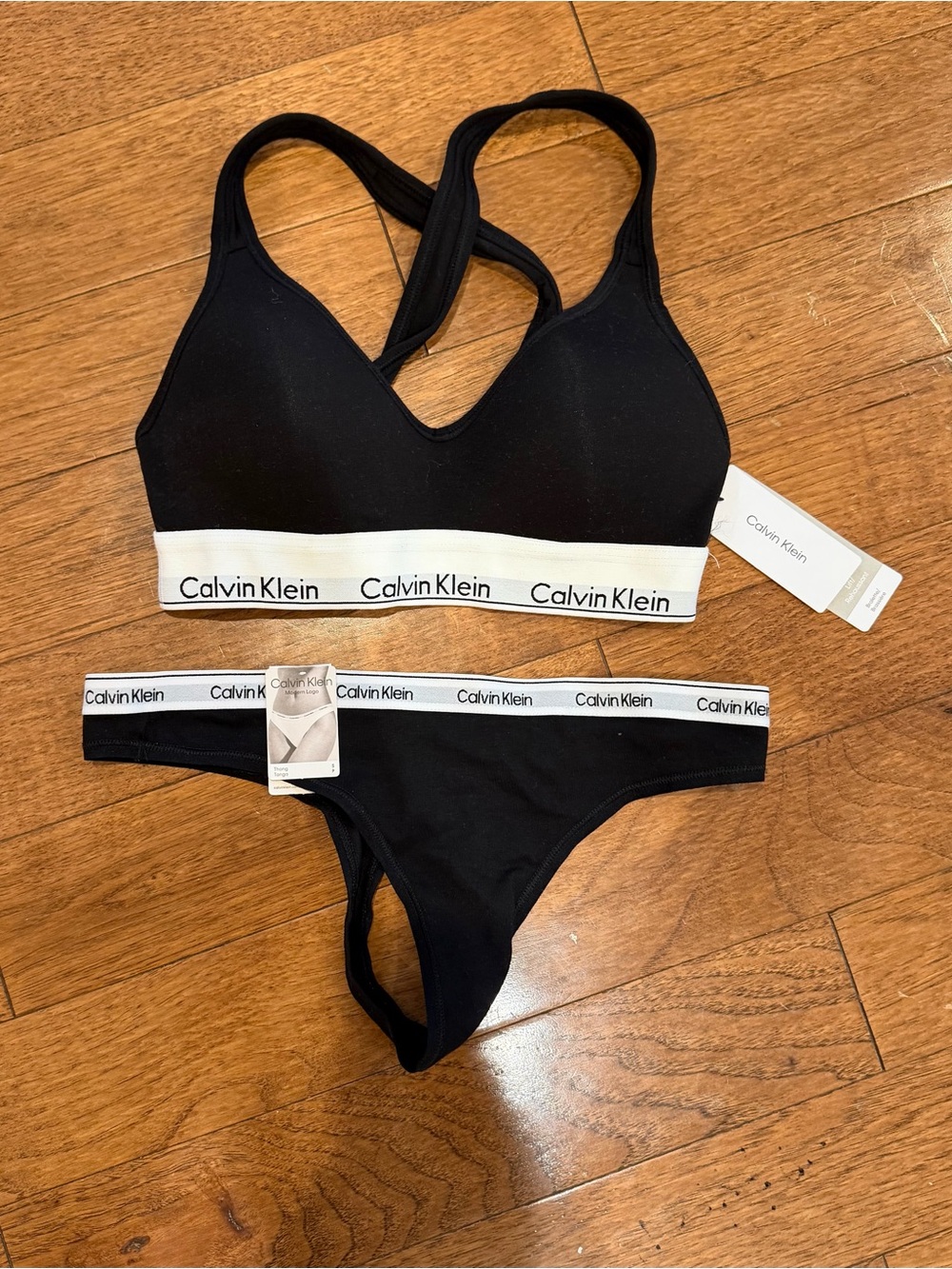 Calvin Klein Black Logo Racerback Bralette & Bikini Set